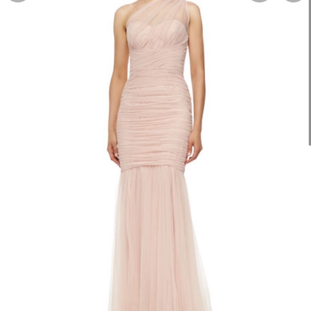 Amsale one shoulder tulle mermaid dress